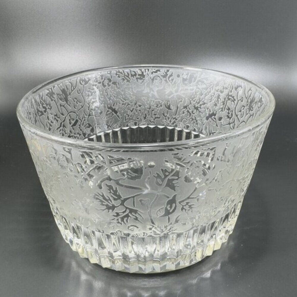 Antique Paden City Spring Orchard Ice Bucket Bowl‎ Dish Clear Frosted Etched VTG